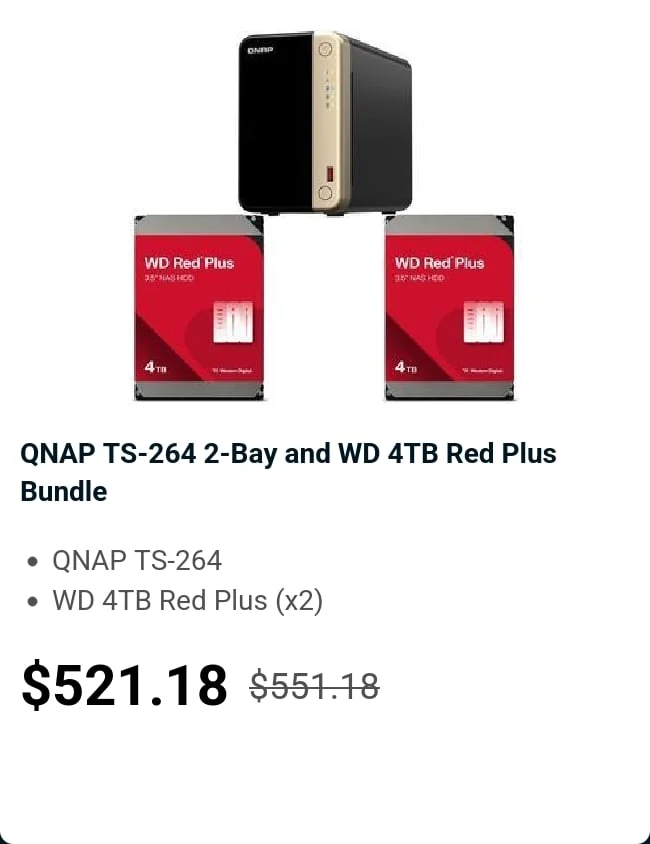 QNAP TS-264 2-Bay and WD 4TB Red Plus Bundle