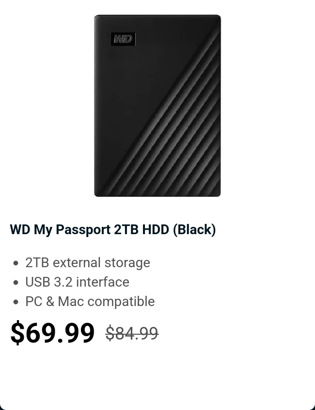 WD My Passport 2TB HDD (Black)