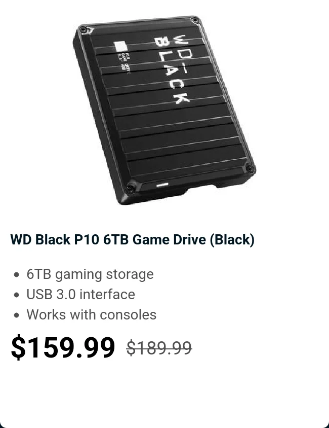 WD Black P10 6TB Game Drive (Black)