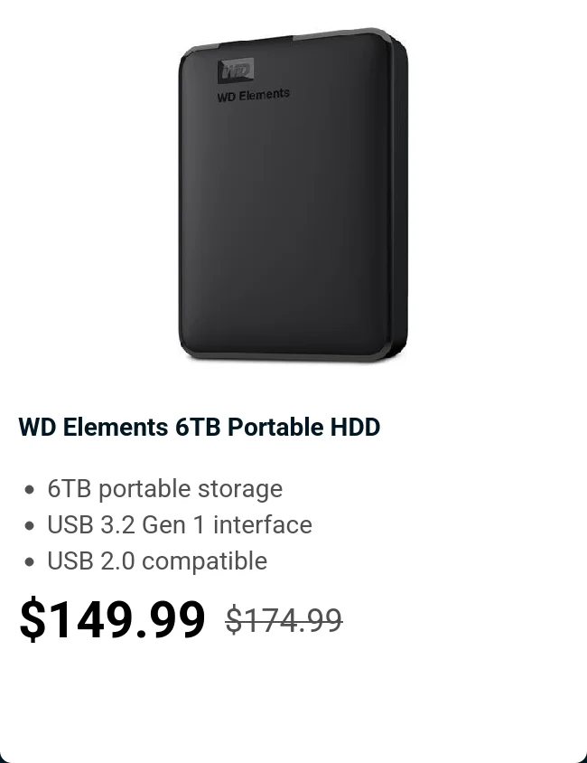 WD Elements 6TB Portable HDD