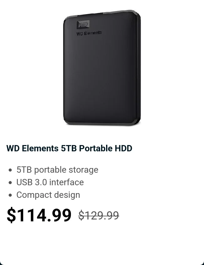 WD Elements 5TB Portable HDD