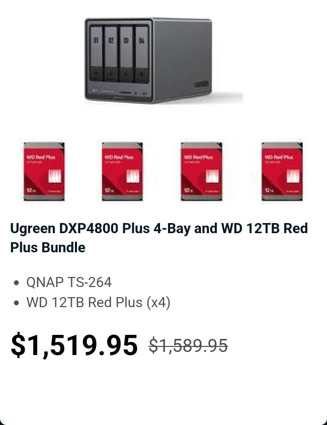 Ugreen DXP4800 Plus 4-Bay and WD 12TB Red Plus Bundle