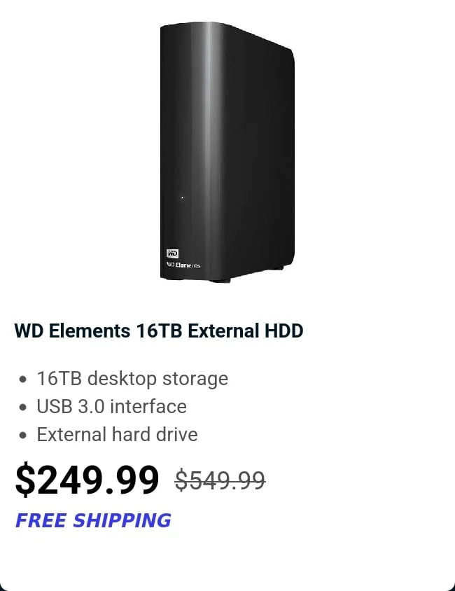 WD Elements 16TB External HDD
