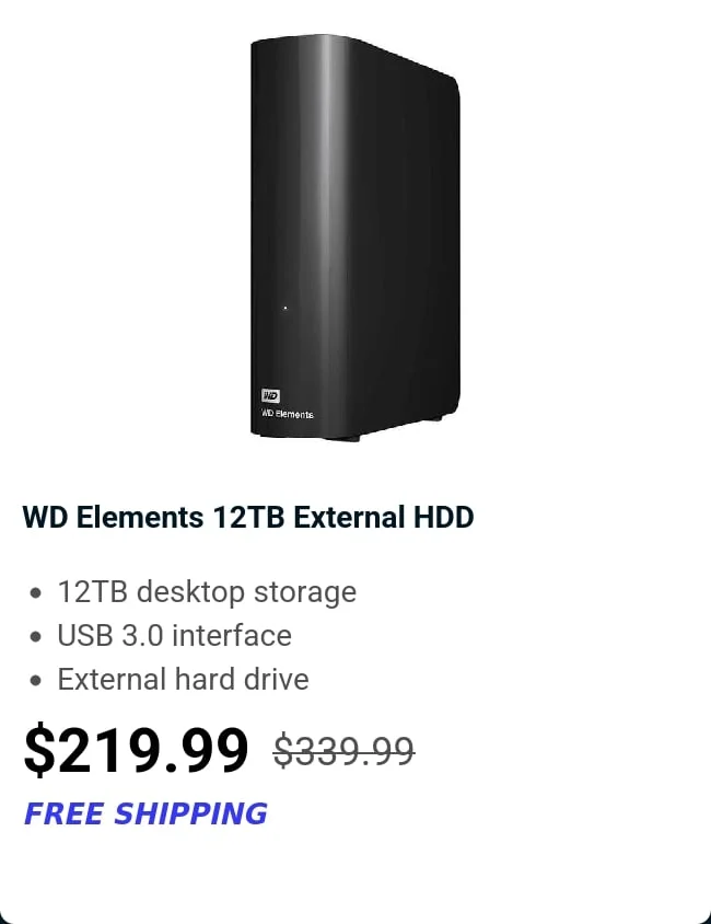 WD Elements 12TB External HDD