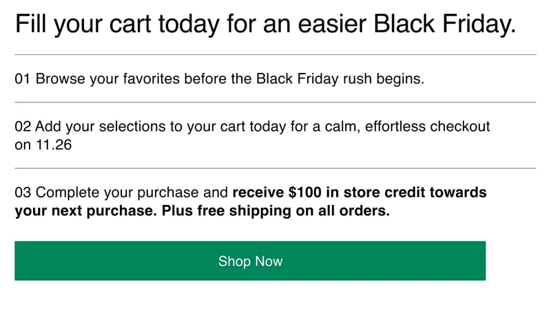Fill your cart today, for an easier Black Friday.