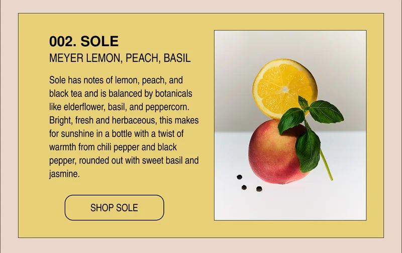 002. SOLE | MEYER LEMON, PEACH, BASIL