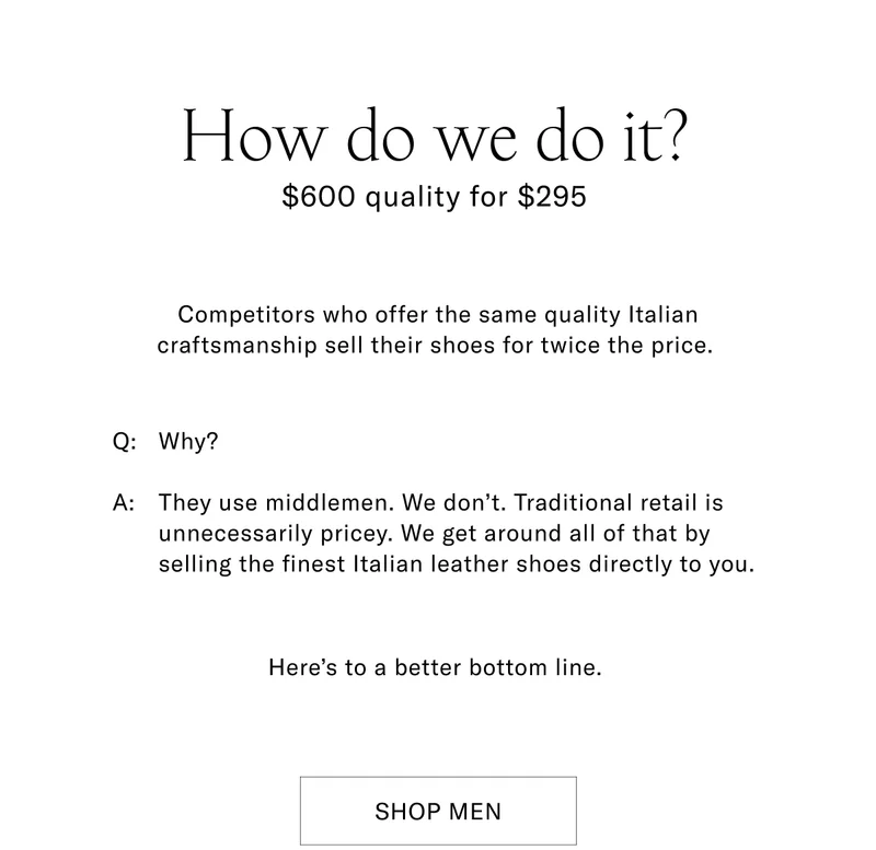 How we do it? $600 quality for $295 | Shop Men