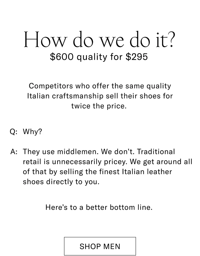 How we do it? $600 quality for $295 | Shop Men