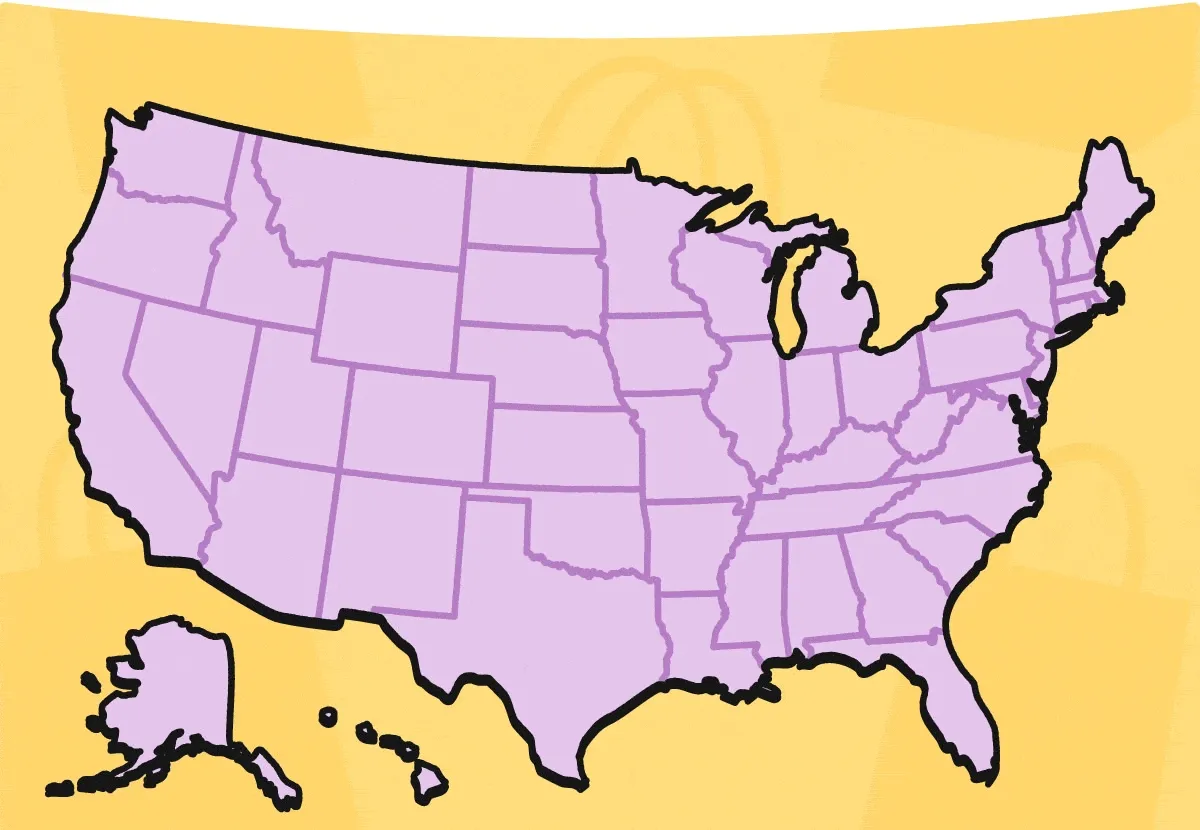A photo of the United States with little stars randomly dotting where the new small business partners are located