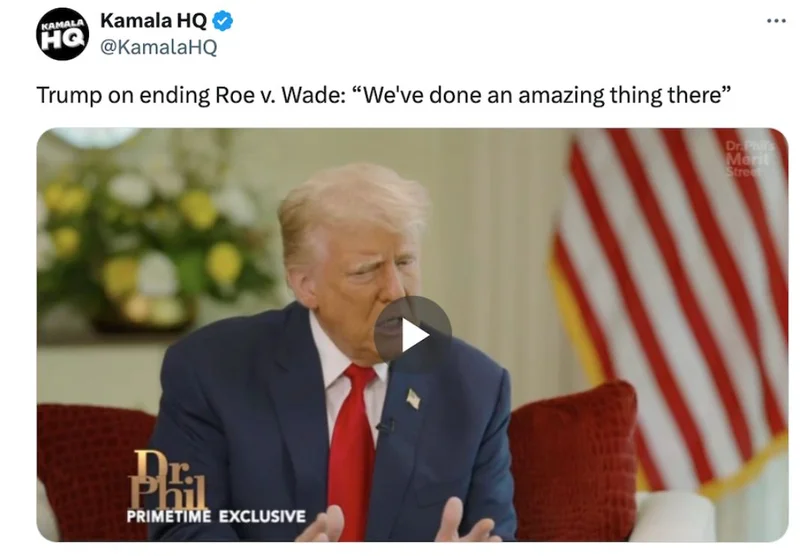 Tweet - Trump bragging about ending Roe v. Wade