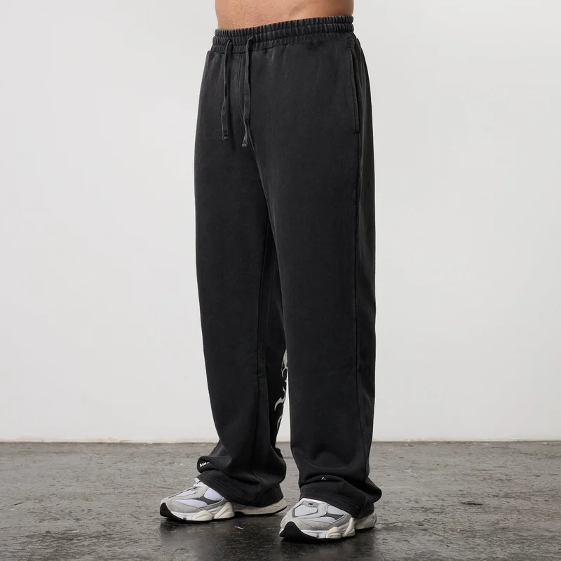 Image of BLACK FORGE WASHED BLACK STRAIGHT LEG SWEATPANTS