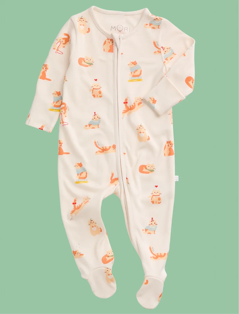 Cat Nap Clever Zip Baby Pajamas