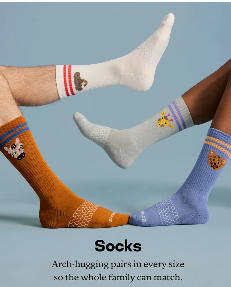 Socks | Arch-hugging pairs in every size so the whole family can match.