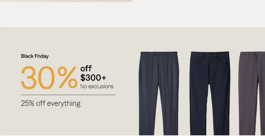 Black Friday: 30% off $300+, 25% off everything