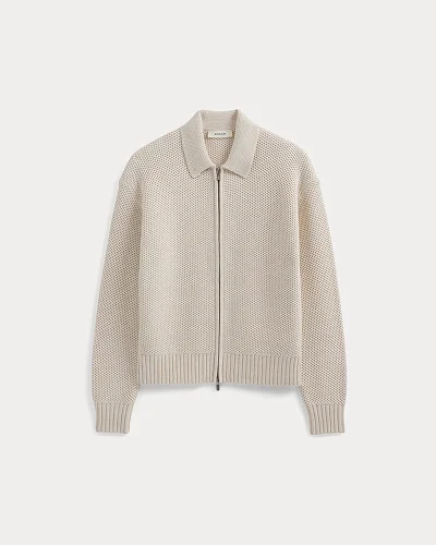 Image | Honeycomb Sweater Jacket | Heathered Oat