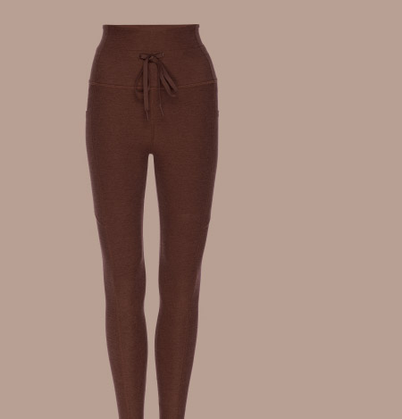 Spacedye Go Pocket Midi Legging in Chocolate Heather