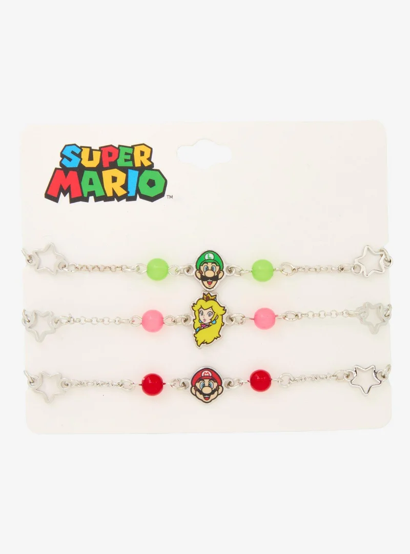 Super Mario Bros. Trio Charm Star Bracelet Set