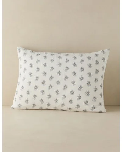 Montreal Linen Cotton Sham - Ivory and Denim / Standard