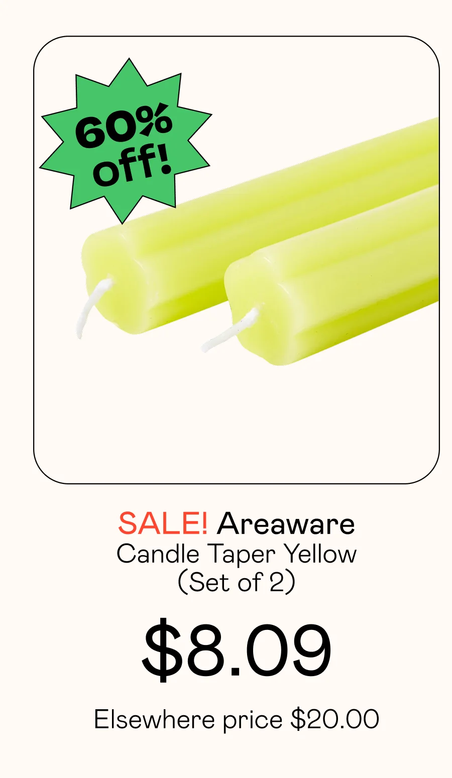 Candle Taper Yellow (Set of 2)