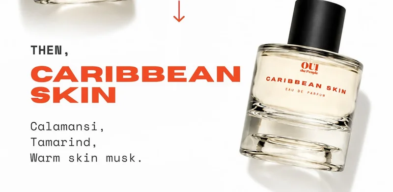 Then, Caribbean Skin. Calamansi, Tamarind, Warm skin musk.