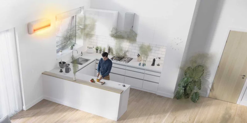 Home with indoor air pollutants and dry air