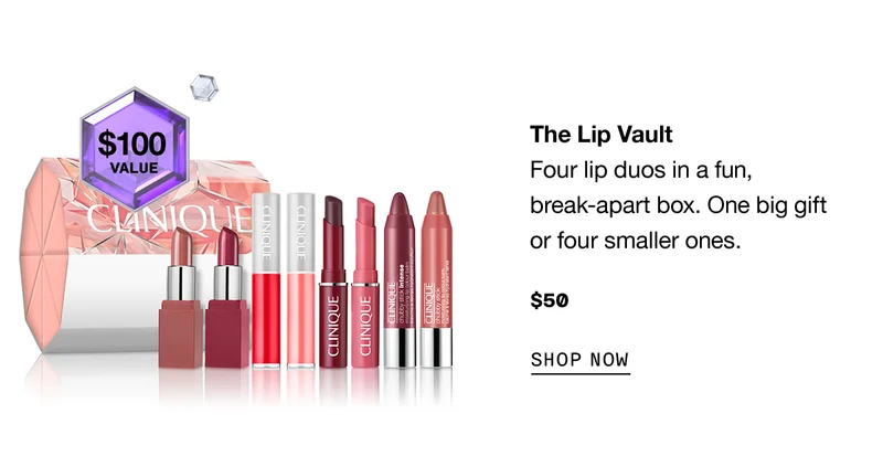 The Lip Vault | Four lip duos in a fun, break-apart box. One big gift or 4 smaller ones. $50 SHOP NOW