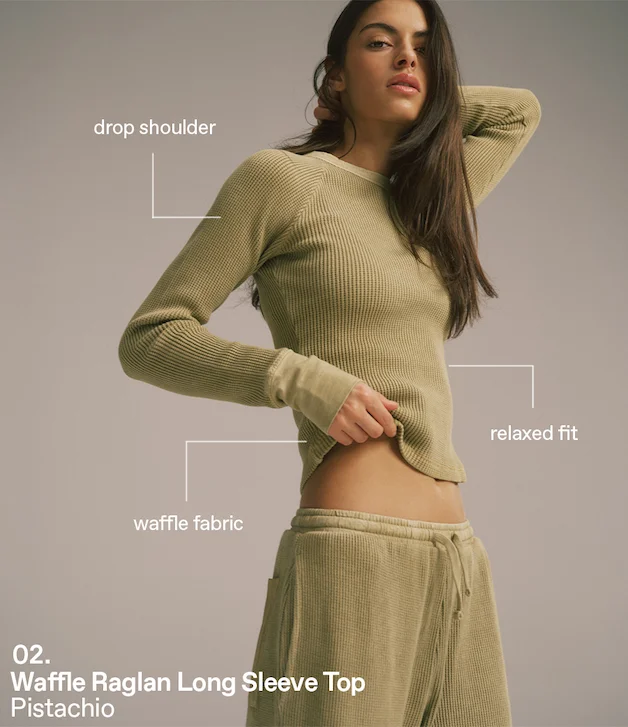 02. Waffle Raglan Long Sleeve Top
