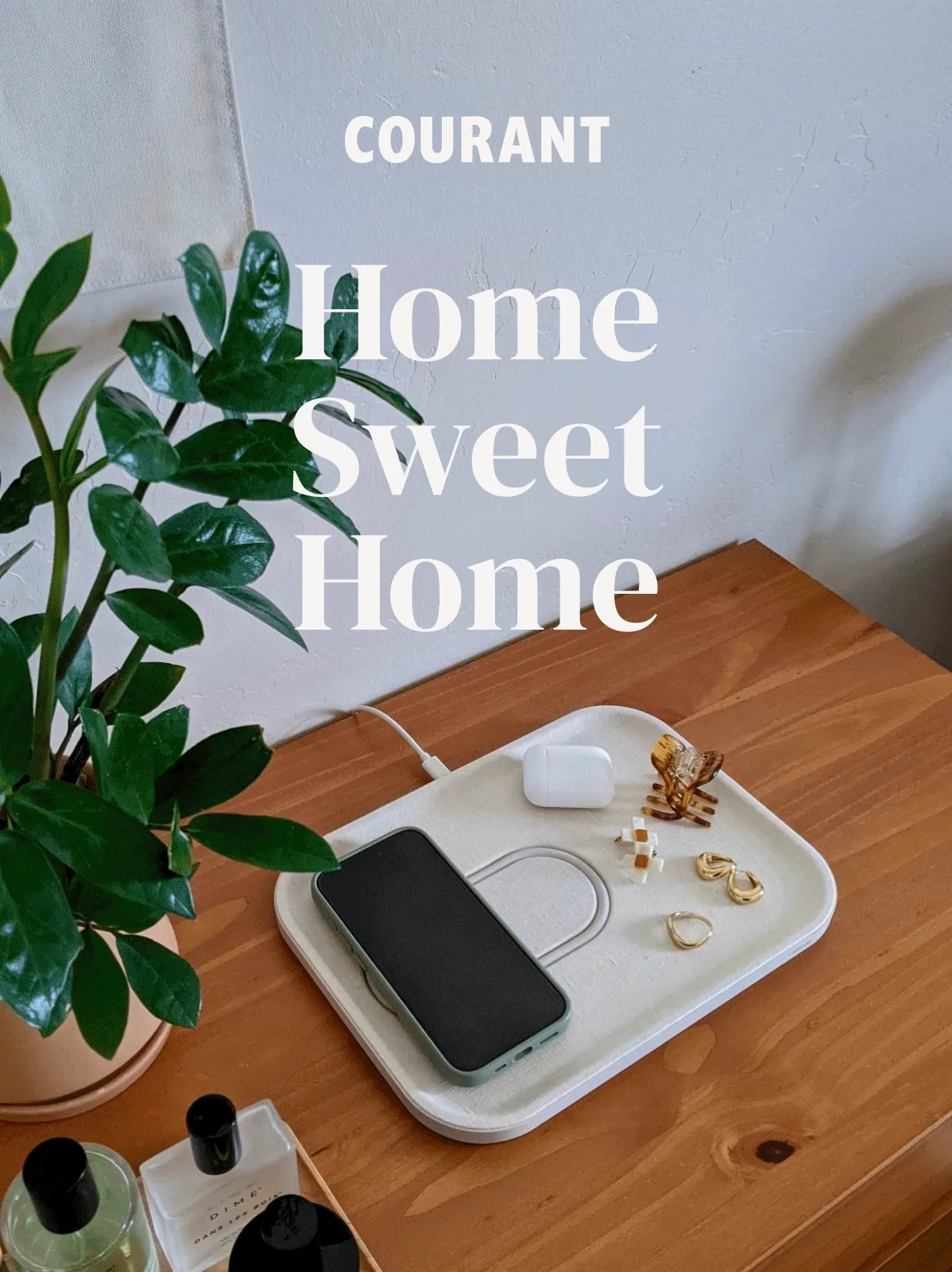 Home Sweet Home chargers on port with phone