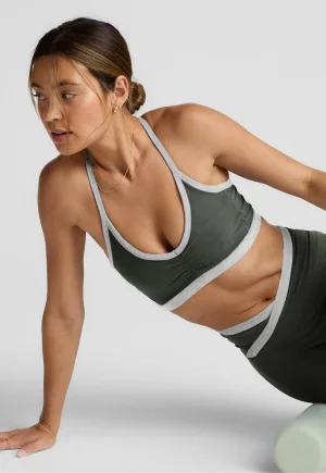 Spacedye Outlines Strappy Bra in Dusty Forest Heather