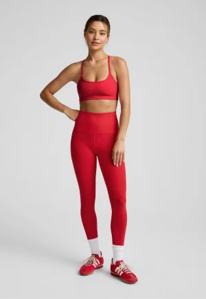 Spacedye Caught In The Midi High Waisted Legging in Chili Red Heather