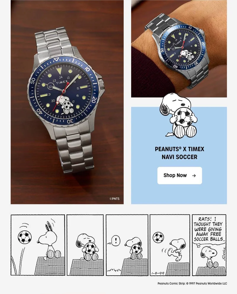 Shop Now (Peanuts x Timex Navi Soccer) - Timex