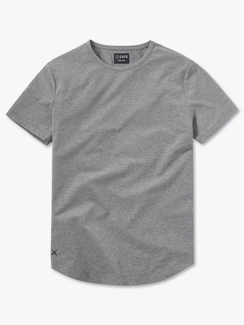 Image of AO Curve-Hem Tee | Heather Grey Signature-fit PYCA Pro®