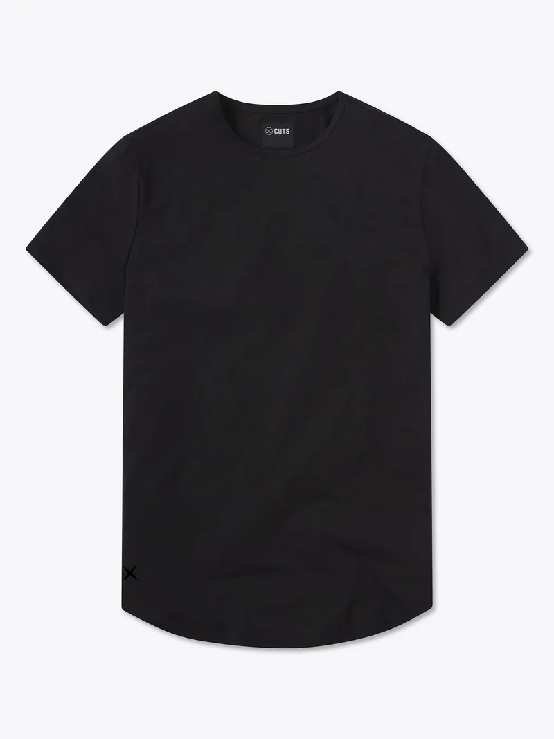 Image of AO Curve-Hem Tee | Black Signature-fit PYCA Pro®