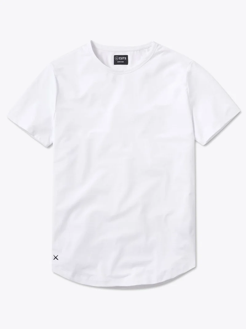 Image of AO Curve-Hem Tee | White Signature-fit PYCA Pro®