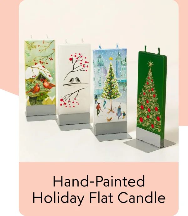 Hand-Painted Holiday Flat Candle
