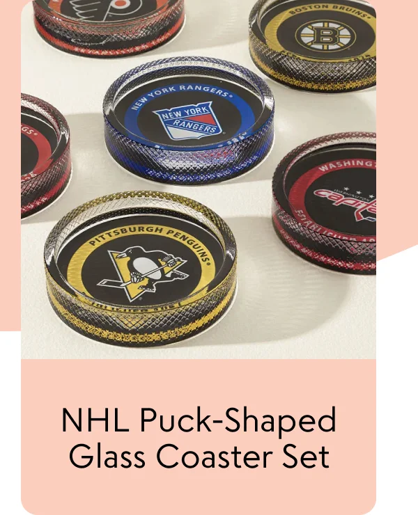 NHL Puck-Shaped Glass Coaster Set