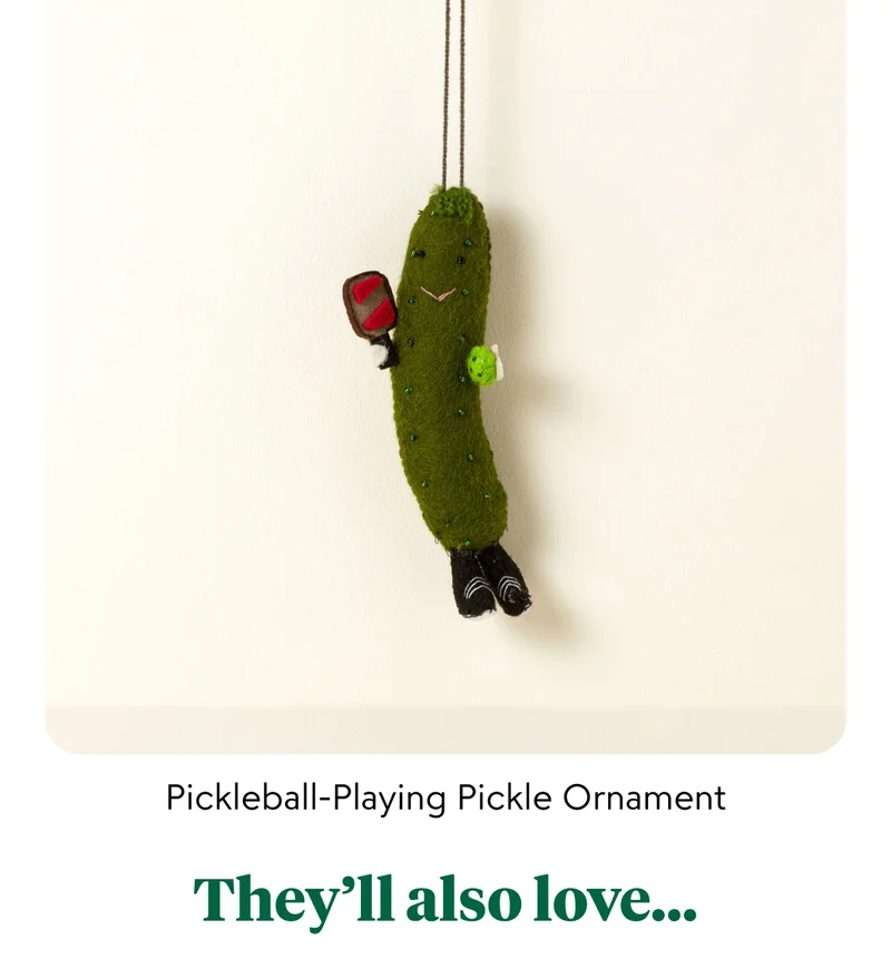 Pickleball-Playing Pickle Ornament