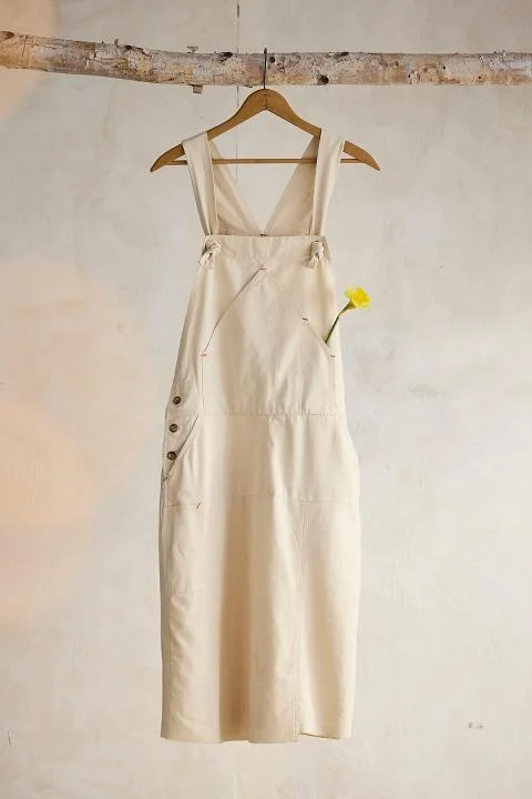 Utility Canvas Overall Dress, Natural