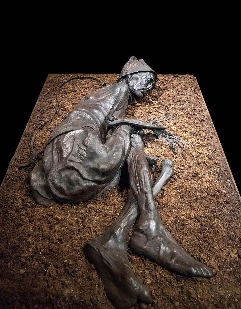 The mummified body of Tollund Man, whose remains were discovered in a Danish bog about 2,400 years after he died in the 4th century B.C.