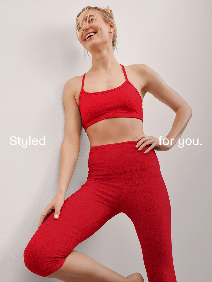 Spacedye Pedal Pusher High Waisted Legging in Candy Apple Red Heather