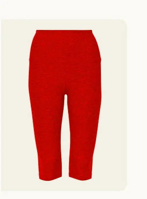 Spacedye Pedal Pusher High Waisted Legging in Candy Apple Red Heather