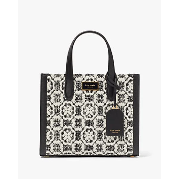 Manhattan Spade Flower Monogram Tweed Small Tote