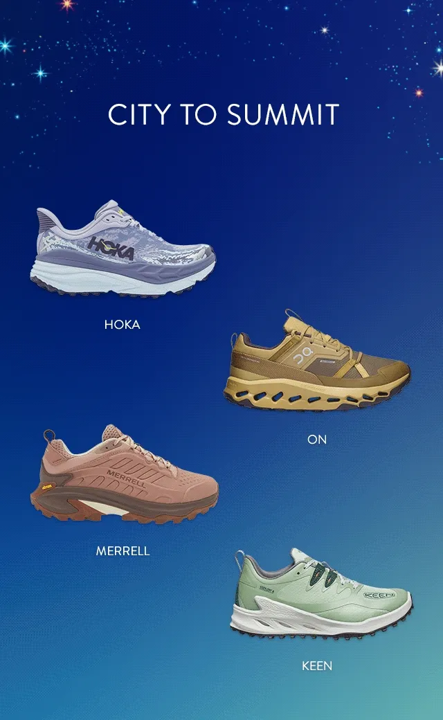 A variety of hiking shoes.