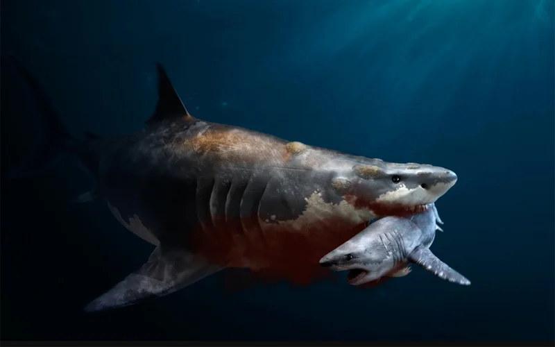 This illustration of megalodon may be wrong. The ancient predatory shark went extinct around 3.6 million years ago and has been compared to modern great white sharks. However, new estimates suggest that megalodon had a slimmer body, as long as a blue whale.
