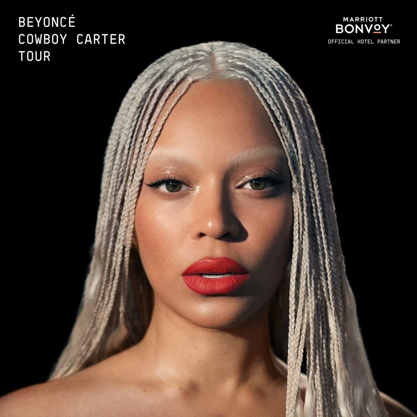 Portrait of Beyoncé from the COWBOY CARTER TOUR. Marriott Bonvoy is the Official Hotel Partner.