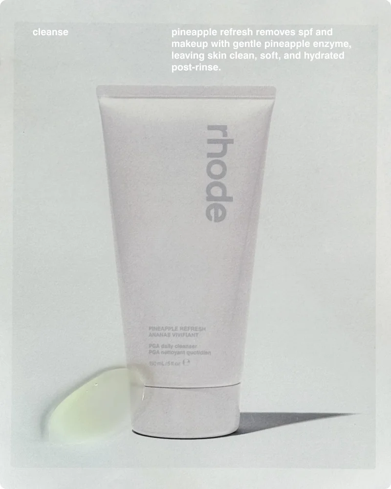 cleanse pineapple refresh removes spf and makeup with gentle pineapple enzyme, leaving skin clean, soft, and hydrated post-rinse.