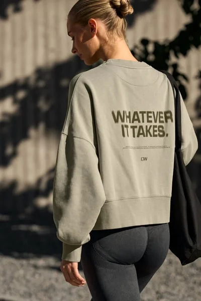 Image of Essence Oversized Crew Print Stone Wash Green