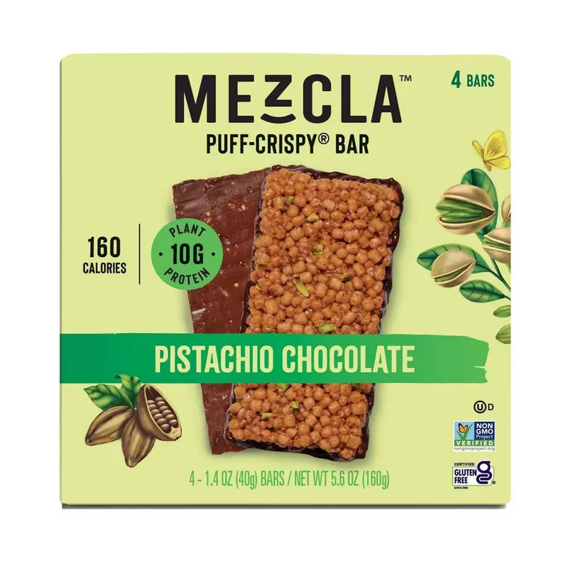 Puff-Crispy Protein Bars, Pistachio Chocolate, 5.6 Oz (4 Ct)