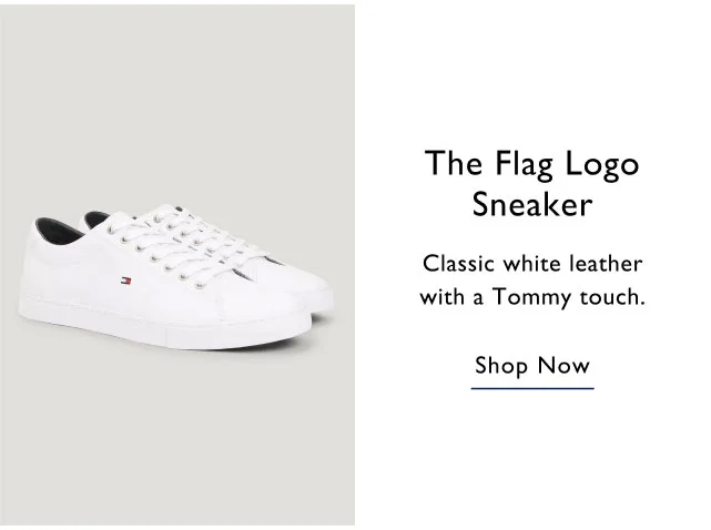 The flag logo sneaker Classic white leather with a Tommy touch. Shop now