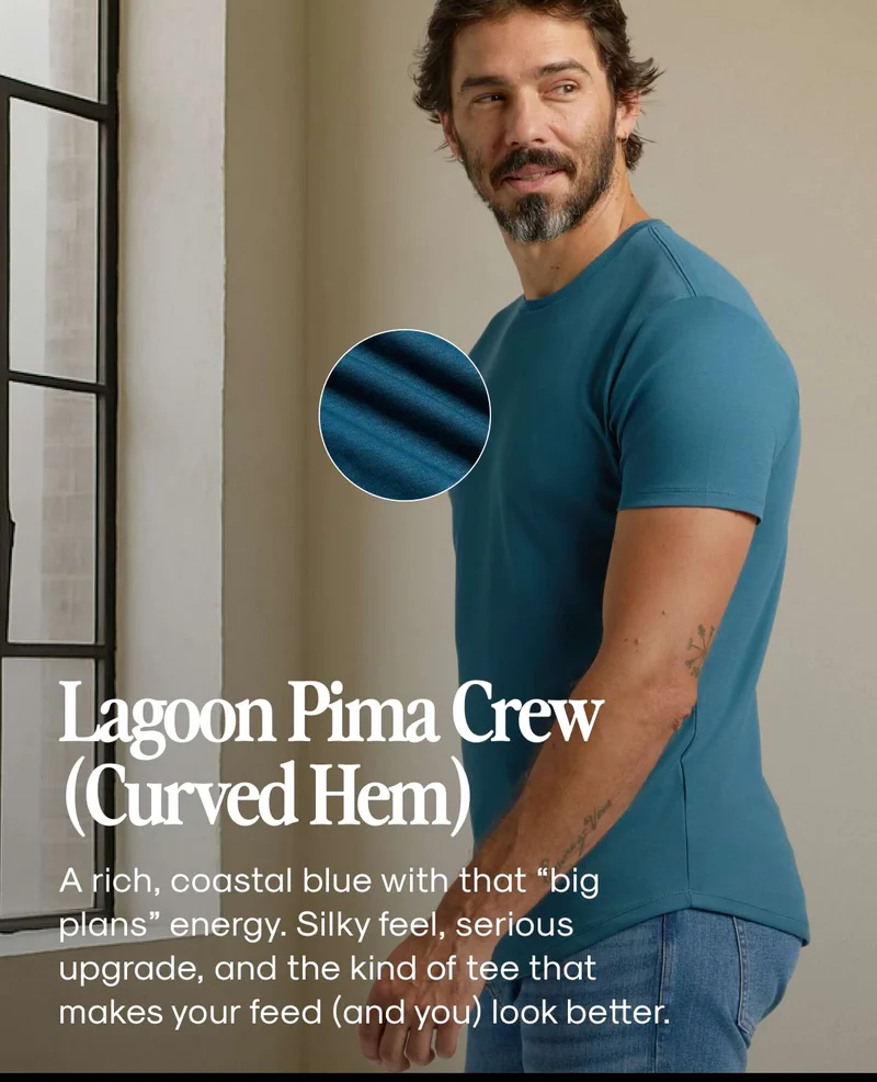 Lagoon Pima Crew (Curved Hem)